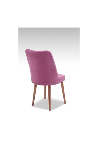 Polo Sandalye - Jerika Pembe - Ahşap Ceviz Ayak 2 Adet - Salon Sandalyesi / Mutfak Sandalyesi Gülkurusu