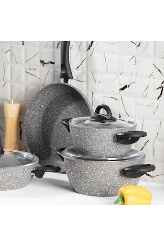 Bernardo Dora - 7 Parça Granit Tencere Seti