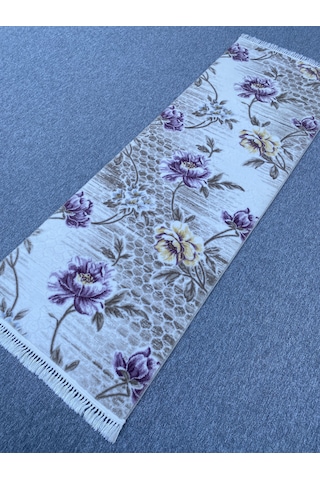 Mor Sarı Kesme Yolluk 80x230 Kesme Saçaklı Akrilik Halı