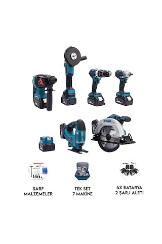 Chelikbei 36V Akülü Vidalama Seti 7'li Mavi