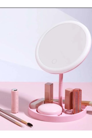 Zmc Bilişim Dokunmatik Led Işıklı Usb Li Yuvarlak Masa Üstü Makyaj Aynası Makyaj Aynası Ledli Çok Renkli