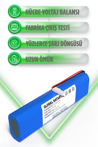 Arçelik Robo Rs 9121 Robot Süpürge Bataryası 14.4v 3200mah Li-ion Pil  Kapasite