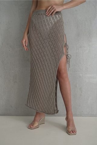 Mai Collection Mai Studios Co. Yolanda İp Detay Vizon Triko Etek Vizon