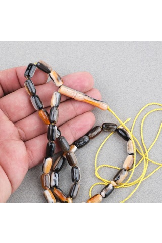 Galalit Arpa Kesim 7x12mm Tesbih -püskülsüz Kahverengi - Siyah