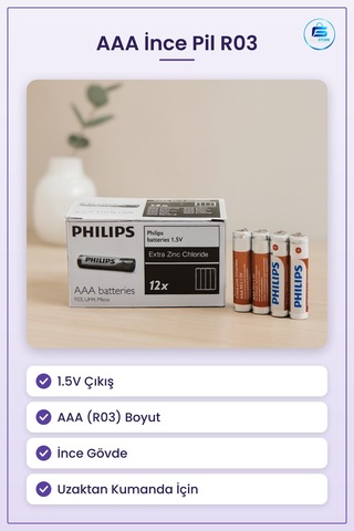 Aaa Pil 1.5v R03 İnce Uzaktan Kumanda Kablosuz Fare Klavye Oyunca