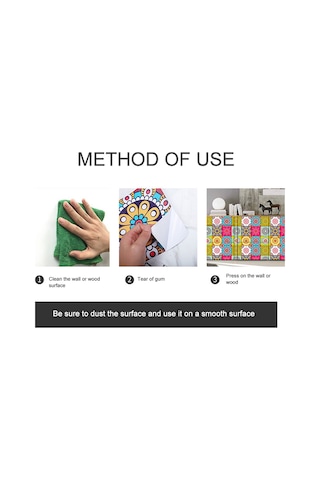 Reedark "su Yapışkanlı Pvc Duvar Çıkartması - Su Geçirmez, Yağ Dayanıklı, Çizilmeye Karşı Dayanıklı Dekorasyon 10x10cm " Çok Renkli