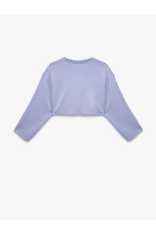 Koton Uzun Kollu Bisiklet Yaka Spor Crop Sweatshirt Lila 7wak10184nk