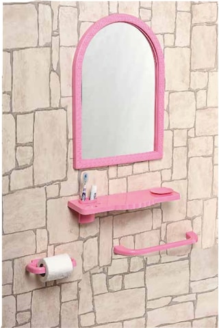 Çoklu 4 Parça 56X40Cm Büyük Otel Banyo Cafe Wc Tuvalet Ayna Seti Pembe