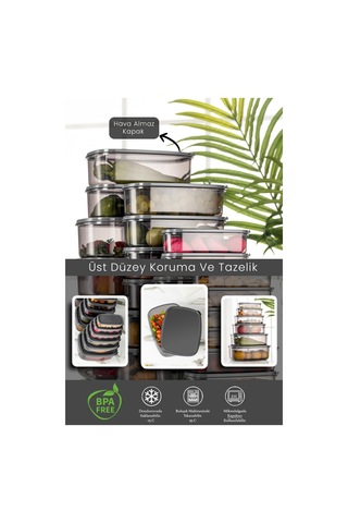 Meleni Home 24'lü Sweet Box Saklama Kabı Seti - Dikdörtgen Erzak Kabı Kavanoz 4x 300-500-850-1350-2000-3150 Ml