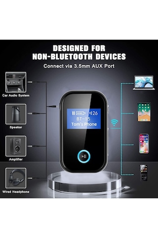 Cbtx Bt15s Bluetooth Alıcısı Lcd Ekran Aux Adaptörü Araç Adaptörü İle Cvc 8.0 Gürültü Önleyici