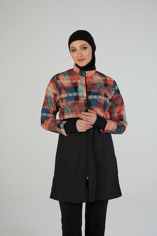 Estiva 26976 Siyah Urban Wave Tam Kapalı Croplu Pantolonlu Tesettür Mayo