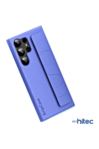 Schitec Samsung Galaxy S24 Ultra Uyumlu Premium Case Parmak Askılı Telefon Kılıfı Mavi