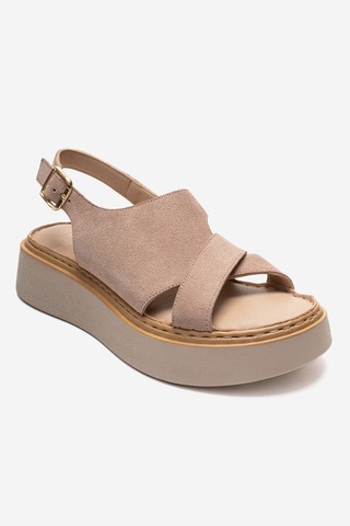 Luvishoes Vıen Bej Süet Hakiki Deri Kadın Sandalet Bej
