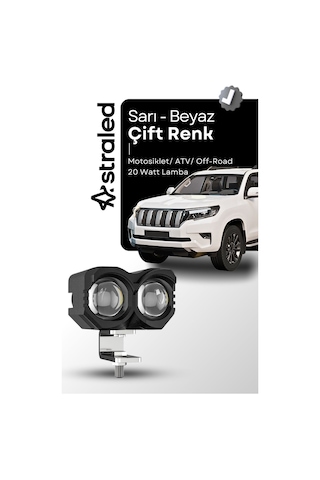 Çift Renk Sarı Beyaz 60 Watt Motosiklet Atv Off Road Led Lamba