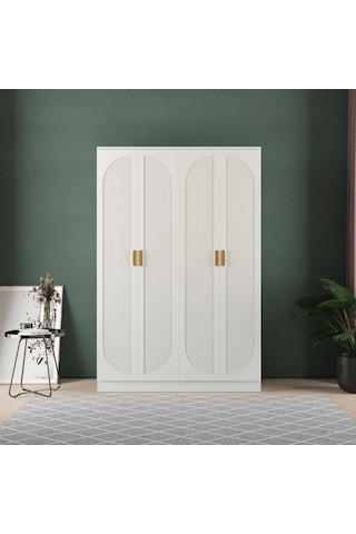 Soho 4 Kapaklı Eko Bazalı Gardırop - Mdf Kapak Beyaz