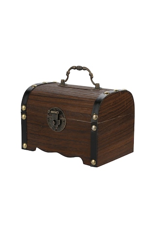 Yaratıcı El Yapımı Ahşap Kumbara Para Kutusu Tasarrufu Kilitli Ahşap Oyma