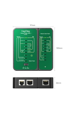 Veggieg Rj45 Rj11 Uyumlu Cat6 Cat7 Cat8 Poe Destekli Network Ethernet Test Cihazı