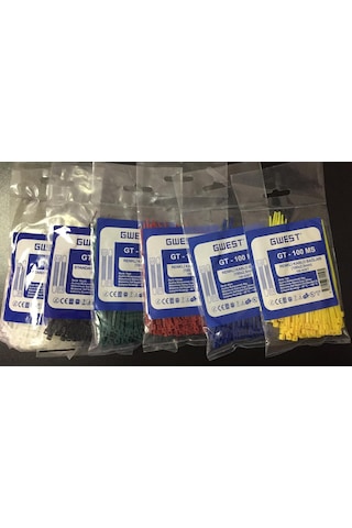 Gwest 2,5x100mm 10cm Renkli Plastik Cırt Kelepçe Kablo Bağı 6renk