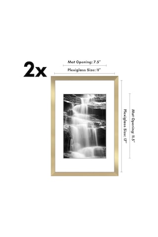 Americanflat 11x17 Resim Çerçevesi 2 İnç Altın Seti - Mat Veya 11x17 Çerçeve İle 8x12 Resim Çerçevesi Olarak Kul