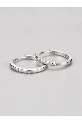 Timeless Series Işıltılı Taşlı Zarif Halka Kadın Gümüş Küpe