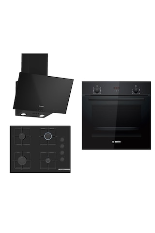 Bosch HBF512BB1T - POP7C6P30O - DWK63PJ60T Siyah Ankastre Set