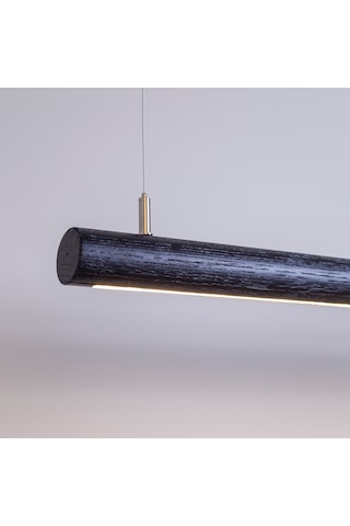 Silindir Siyah Modern Ahşap Aydınlatma - Minimal Led Sarkıt Avize Siyah