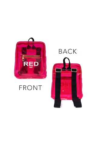Renkli Şeffaf Mini Sırt Çantası Kırmızı