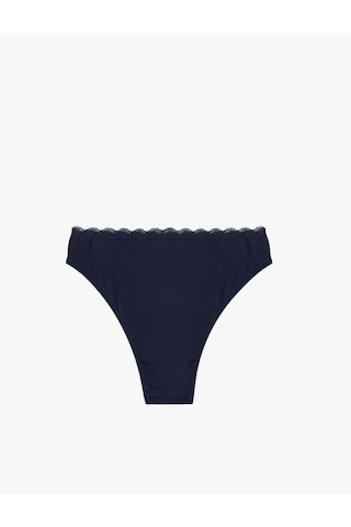 Koton Rahat Kalıp Pamuklu Baskılı Dantel Detaylı String Külot Lacivert 6wlk30062mk Lacivert