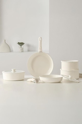 Perotti Beta 15 Parça Seramik Döküm Tencere Tava Seti Beige Bej