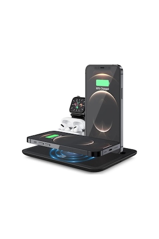 Ally 4 İn1 15w Kablosuz Hızlı Şarj Standı Apple iPhone Uyumlu+iwatch+Apple AirPods Uyumlu Pro Wireless- 5775