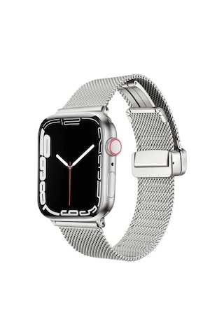 Apple Uyumlu Watch 40 MM Kordon Klipsli Metal Hasır Kordon 85