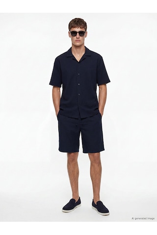 Lcw Vision Lacivert Regular Fit Resort Yaka Erkek Dokulu Gömlek