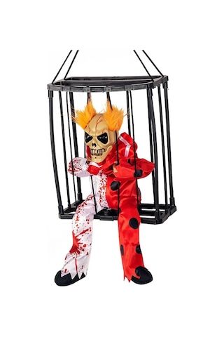 Hareketli Sesli Sensörlü Mahkum Joker İskelet Dekorasyon 22x27 Cm +3