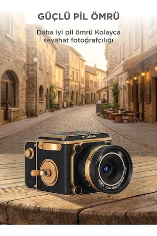 Vintage Dijital Kamera Selfie Video Vlog Kamerası Fotoğraf Makinesi Cmr48 Siyah