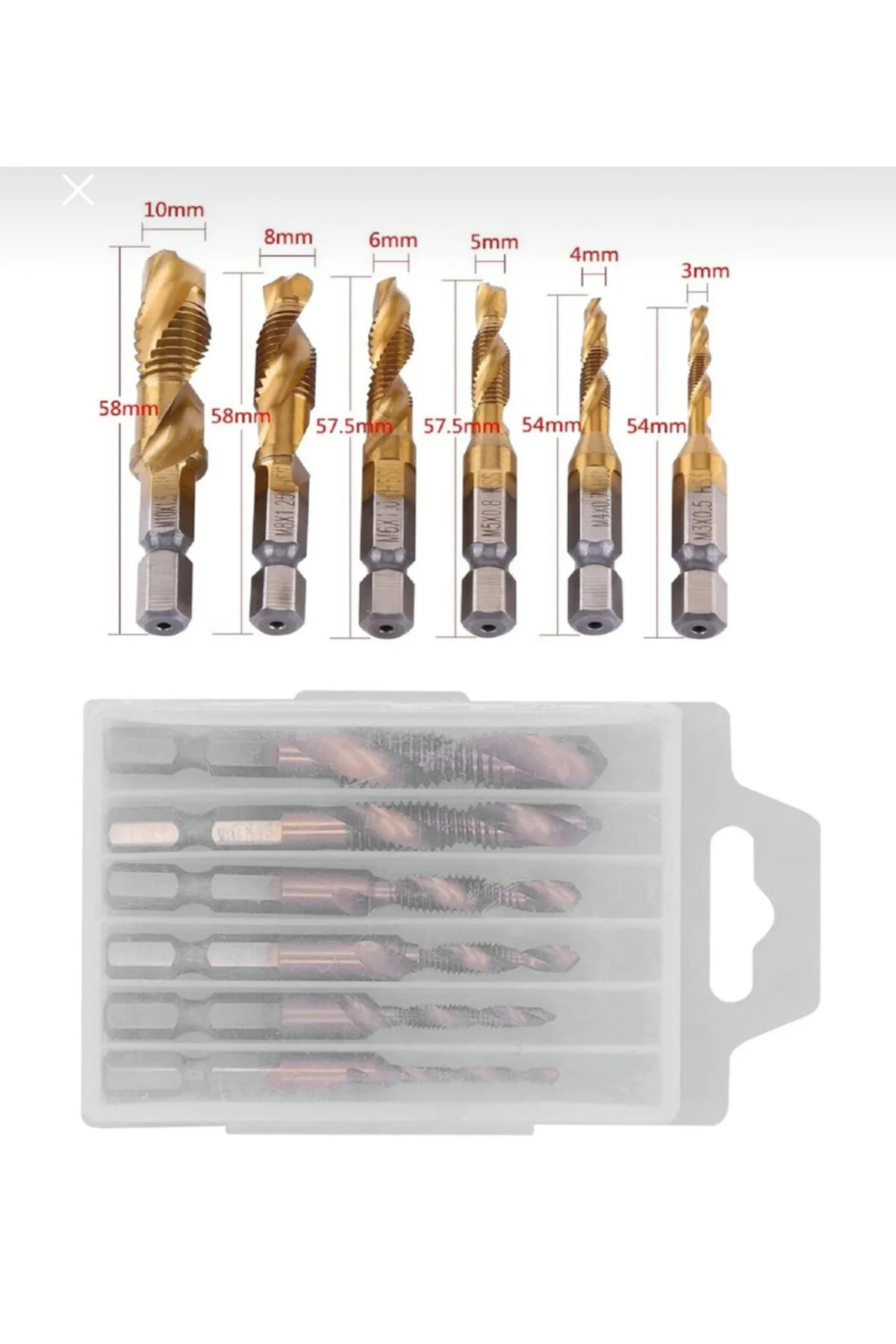 1/4 Bits Kendinden Matkap Uçlu Kılavuz Seti M3 M4 M5 M6 M8 M10 Diş Açma Matkap Uçları
