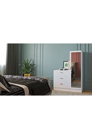 Robin Home Lyana Aynalı Şifonyer Gardırop Beyaz