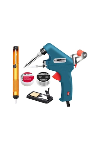 Valkyrie 5 Parça Tetikli Otomatik Beslemeli Havya Lehim Tabancası Seti - 60w 480 C Yeni Nesil Seramik Isınma - Tek El Kullanım