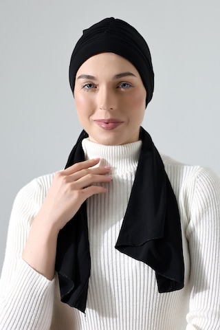 Üç Farklı Bağlamalı Tesettür Hazır Pratik Şal Siyah Siyah