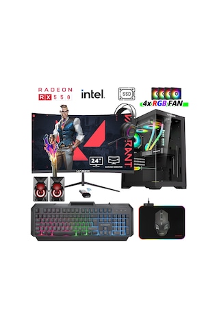Xaser XSR1016 i5-7400 16 GB 512 GB SSD 4 GB RX550 24" Free Dos Masaüstü Oyuncu Bilgisayarı
