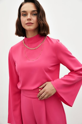 Sateen Kolyeli İspanyol Kol Bluz - Fuşya-132684 FUŞYA