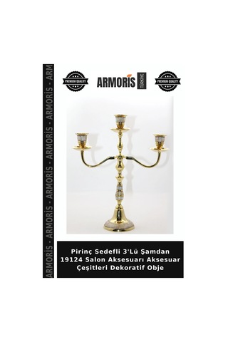 Pirinç Sedefli 3'lü Şamdan 19124 Salon Aksesuarı Aksesuar Çeşitleri Dekoratif Obje Çok Renkli