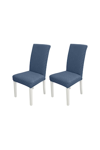 Padalink Navy Mavi Gömlek Desenli Elastik Sandalye Örtüsü, Ev/ Otel/ Restoran Kullanıma Uygun, 2 Adet Paket Çok Renkli