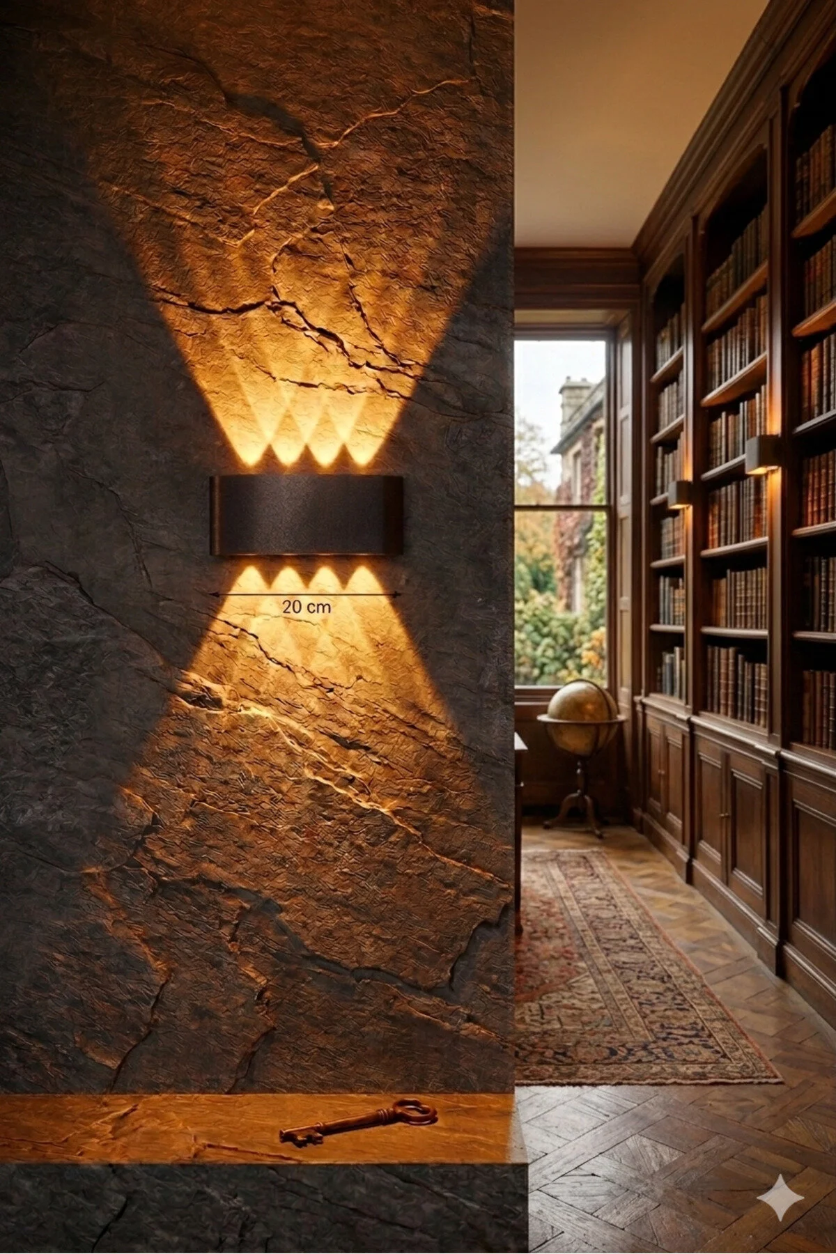 Lunex 15w 8 Işık Efektli Led Duvar Apliği Modern Siyah Amber Aplik Sensörlü