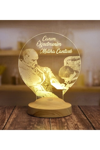 Canım Öğretmenim Atatürk, Öğretmenler Günü Hediyesi, Mezuniyet Hatırası Hediyesi, Kişiye Özel Lamba