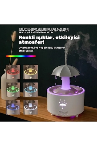 Şemsiye Tasarımlı Rgb Işıklı Aroma Difüzör & Nemlendirici Dönen Su Efektli - Oda Kokulu