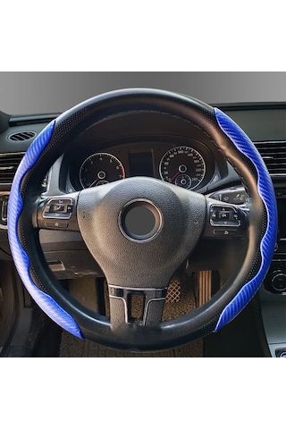 7 Renk Karbon Fiber Direksiyon Kapağı Bölümlü Koruma Anti Kayma Blue Mavi