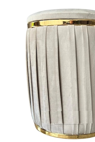 Most Ekol Lüks Puf 01 Krem Kadife Kumaş Evinize Teslim