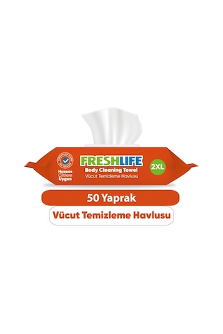 Freshlife Hasta Vücut Temizleme Islak Mendil Havlu 50 Yaprak XL 3'lü Set