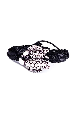 Tblk01379 İkili Deniz Kaplumbağası Figür Deri Unisex Bileklik 1351-1390 Çok Renkli