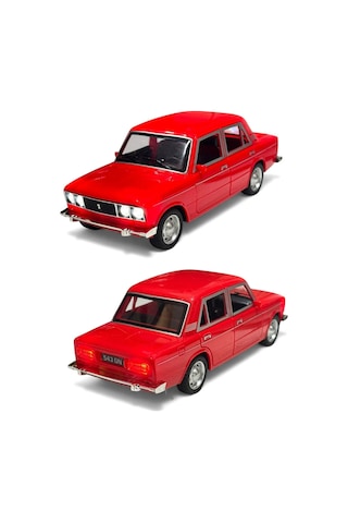 Lada Vaz 2107 Metal Diecast Model Araba 1:24 Ölçek 18cm Sesli Işıklı Çek Bırak Kırmızı Çok Renkli